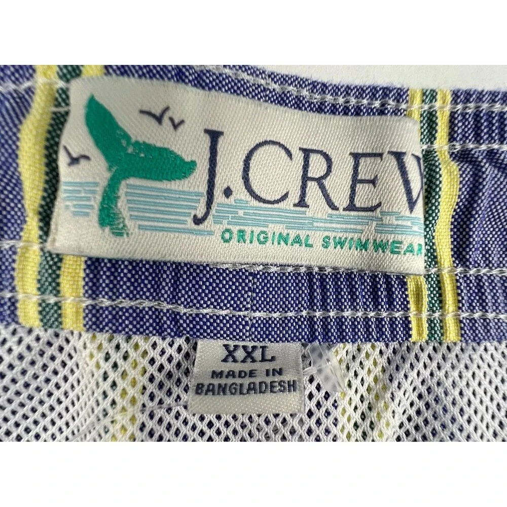 J.CREW Original Swimwear Swim Trunks Mens XXL Blue Striped Mesh Lined Beach 6
